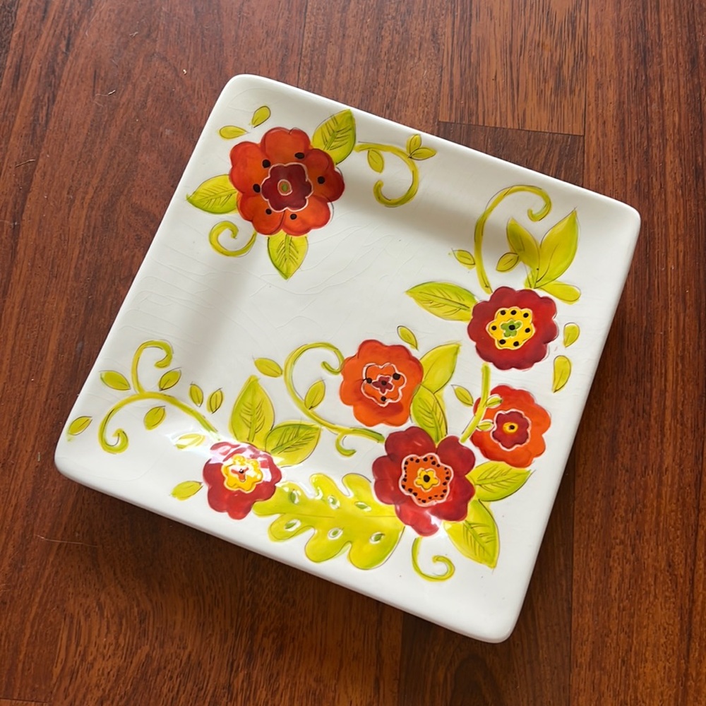 Laurie Gates Floral Square Platter